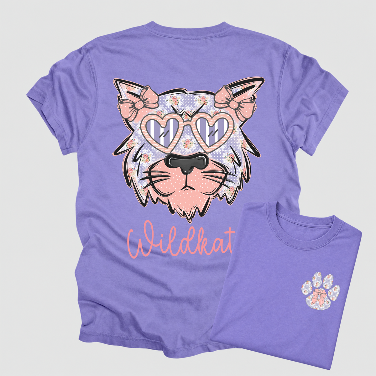 Youth Willis Wildkats Floral Mascot T-Shirt | Girls Game Day Spirit Tee