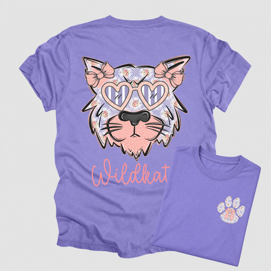Youth Willis Wildkats Floral Mascot T-Shirt | Girls Game Day Spirit Tee